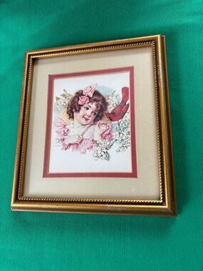 Maud Humphrey victorian print “ Pretty Birdie “ framed
8.5”